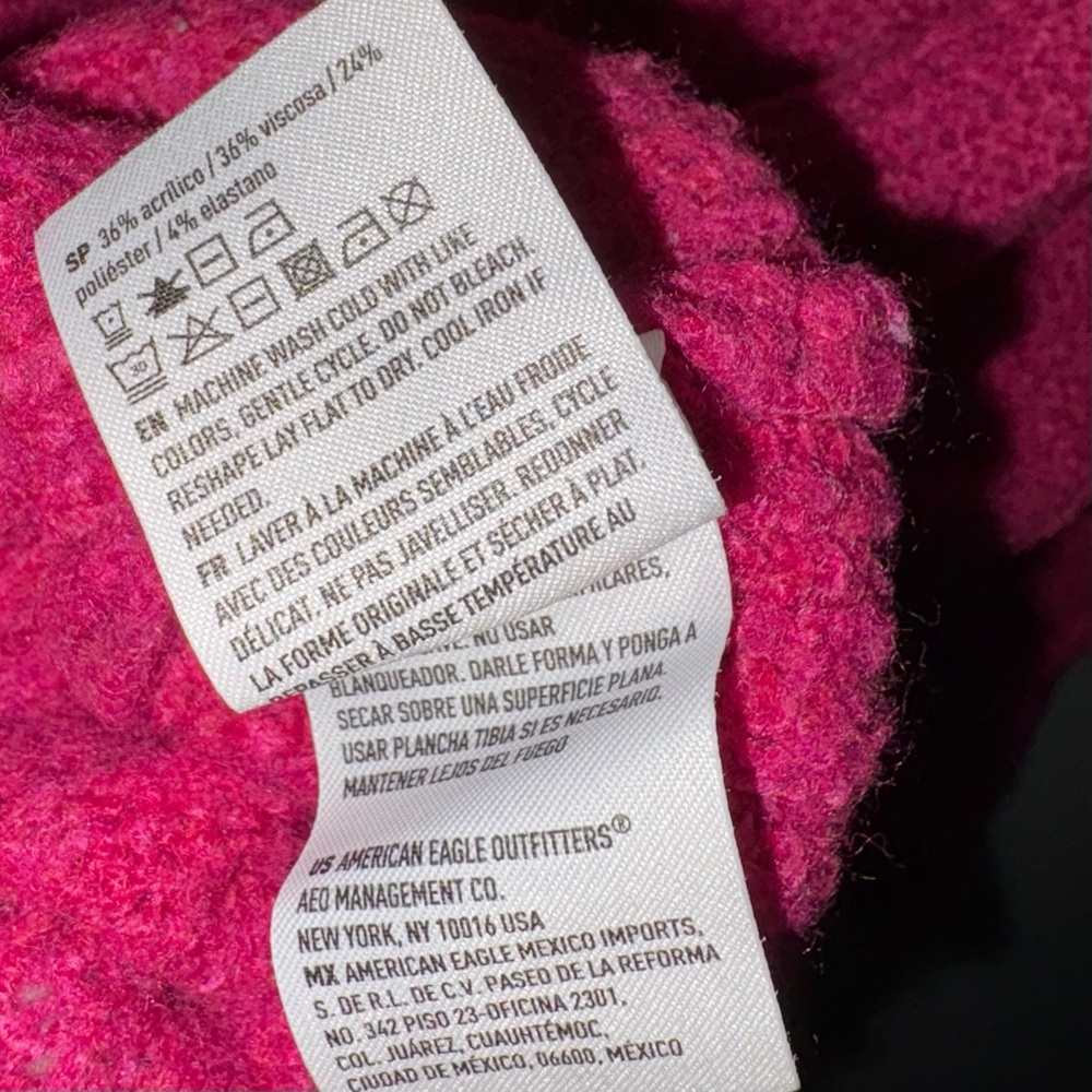 American Eagle | Vibrant Pink Knit Sweater Mock Turtleneck Women’s Size Medium - Picture 5 of 8